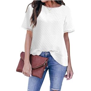 NWT • chiffon swiss dot white relaxed fit top